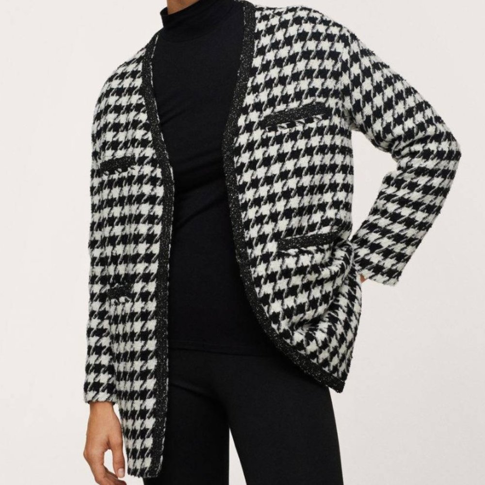 Mango Houndstooth Jacket- Euc - image 1